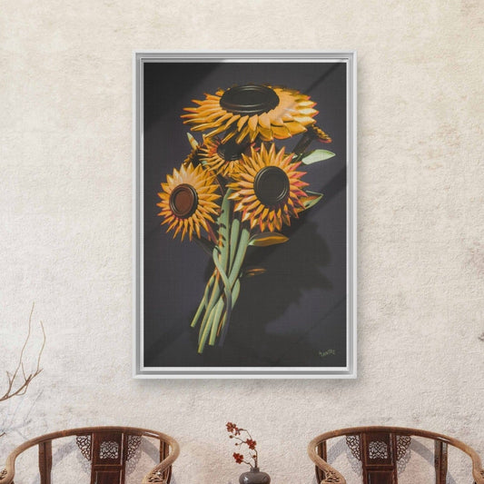 Sun flowers 24"x36" Framed Canvas
