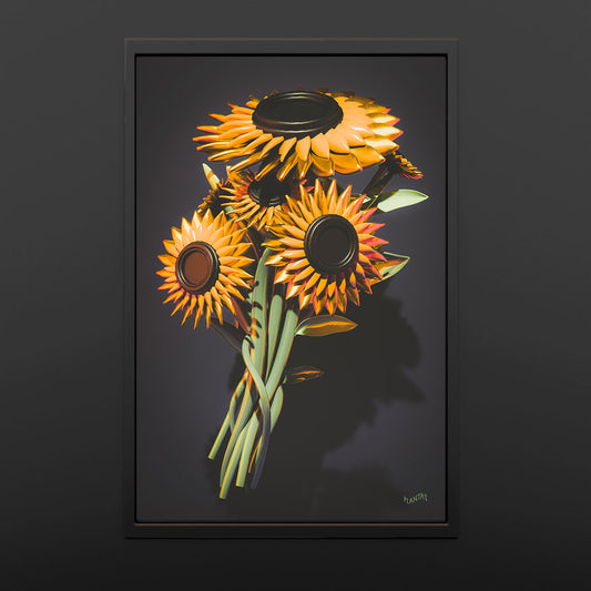 Sun flowers 24"x36" Framed Canvas