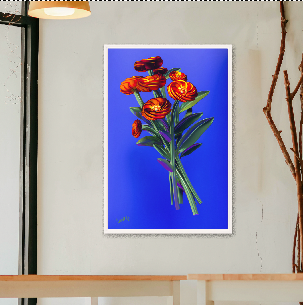 Large Flowers 24"x36" Framed canvas