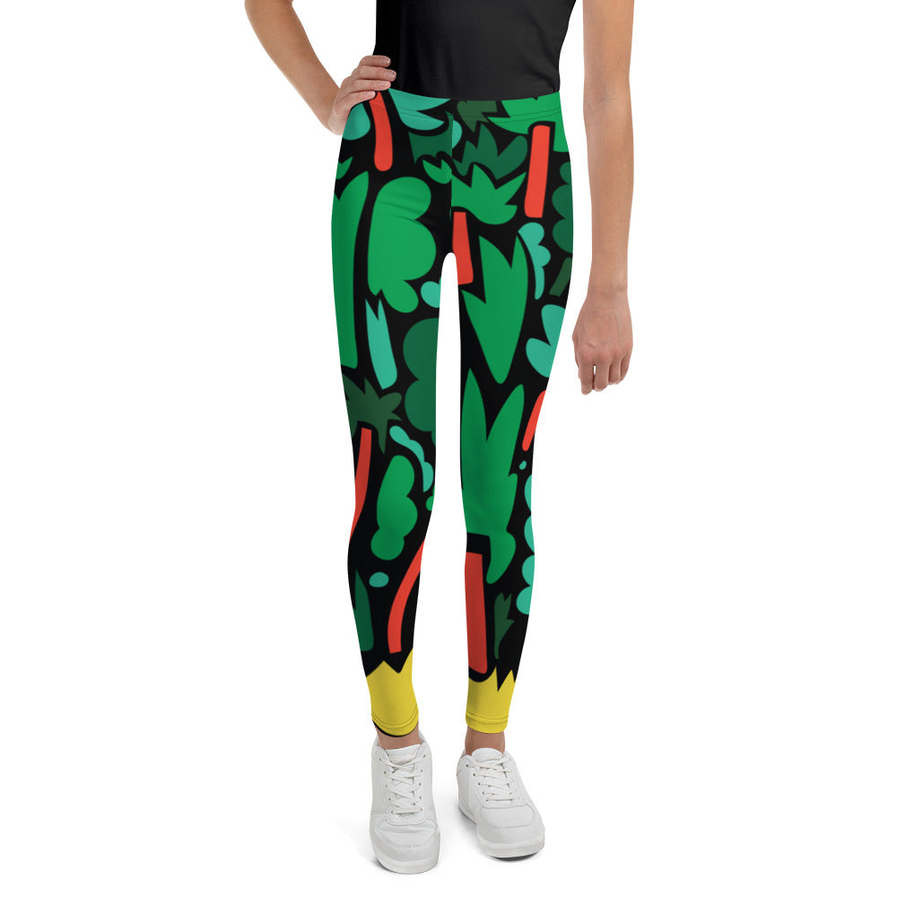 Dark Floral Forest Youth Leggings
