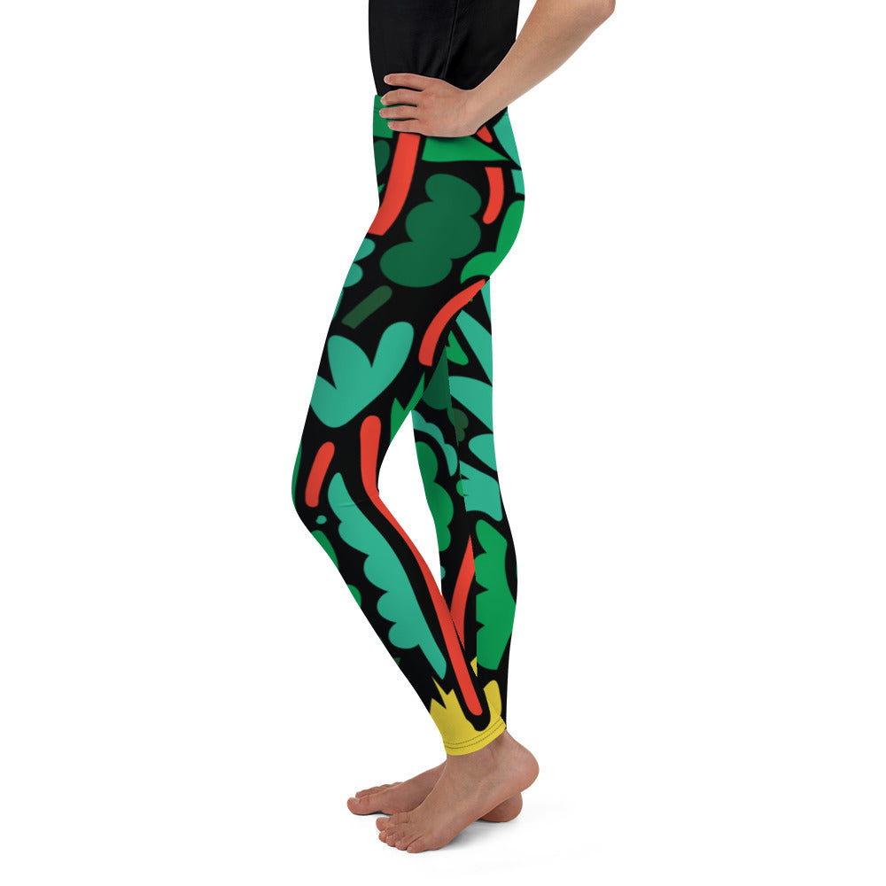 Dark Floral Forest Youth Leggings