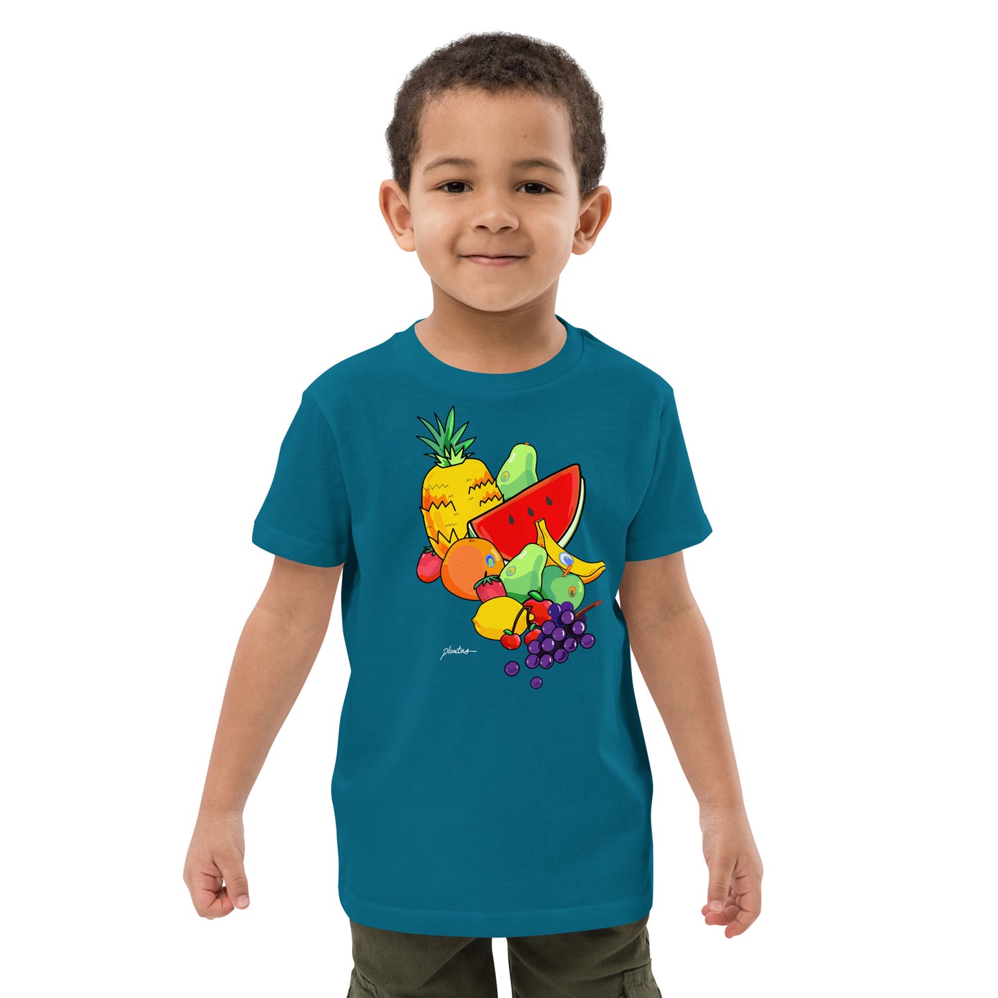 Camiseta infantil frutas algodón orgánico Plantas