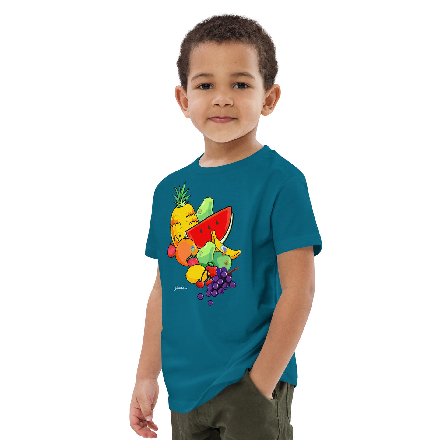 Camiseta infantil frutas algodón orgánico Plantas